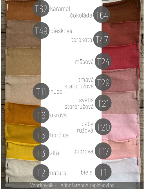 Šatka tepláková jednofarebná - jednovrstvová