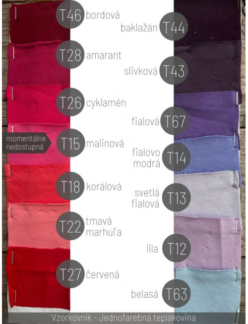 Šatka tepláková jednofarebná - jednovrstvová