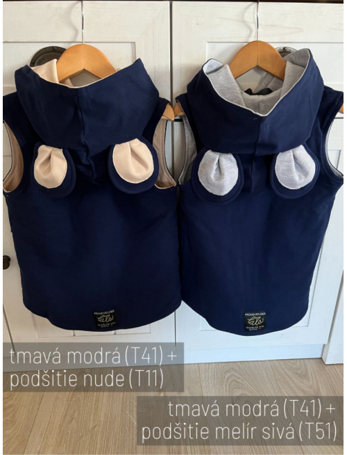 Rastúca tepláková vesta so šikmozipsom a uškami - ALEX - dvojvrstvová