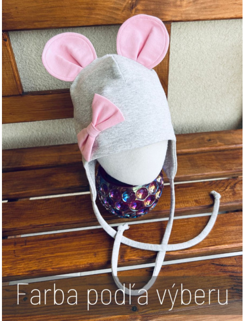 Tepláková ušiačka s inofarebnou mašličkou a myška uškami