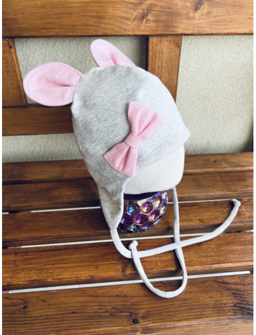 Tepláková ušiačka s inofarebnou mašličkou a myška uškami