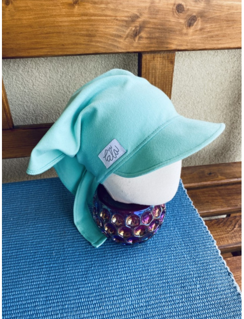 Úpletová šatka SUMMER so šiltom - na viazanie - mint