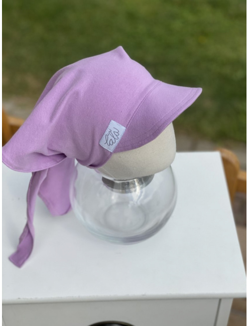 Úpletová šatka SUMMER so šiltom - na viazanie - lila