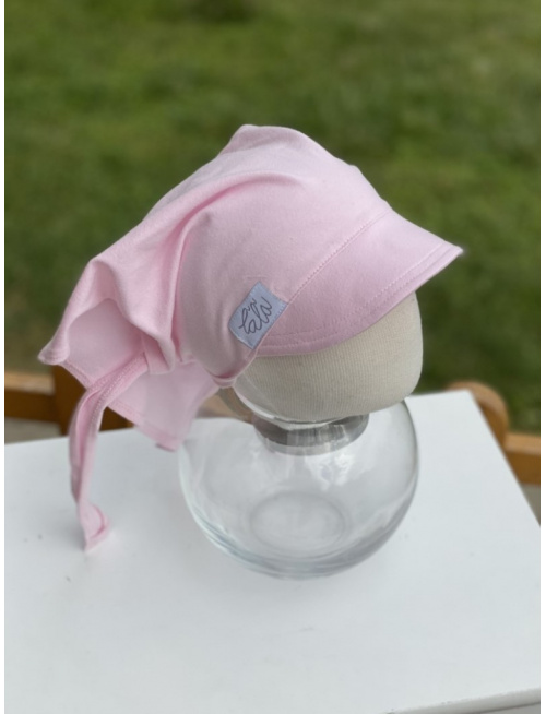 Úpletová šatka SUMMER so šiltom - na viazanie - púdrová