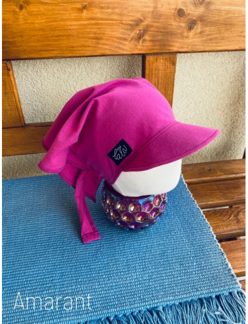 Úpletová šatka so šiltom na viazanie SUMMER - amarant - LEN DO VYPREDANIA ZÁSOB