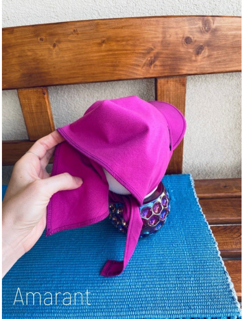 Úpletová šatka so šiltom na viazanie SUMMER - amarant - LEN DO VYPREDANIA ZÁSOB