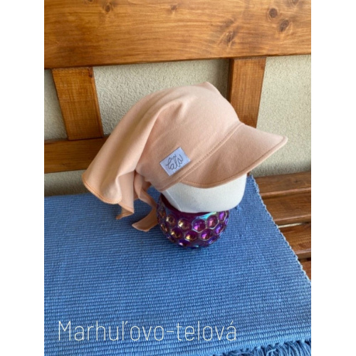 Úpletová šatka so šiltom na viazanie SUMMER - marhuľovo-telová - LEN DO VYPREDANIA