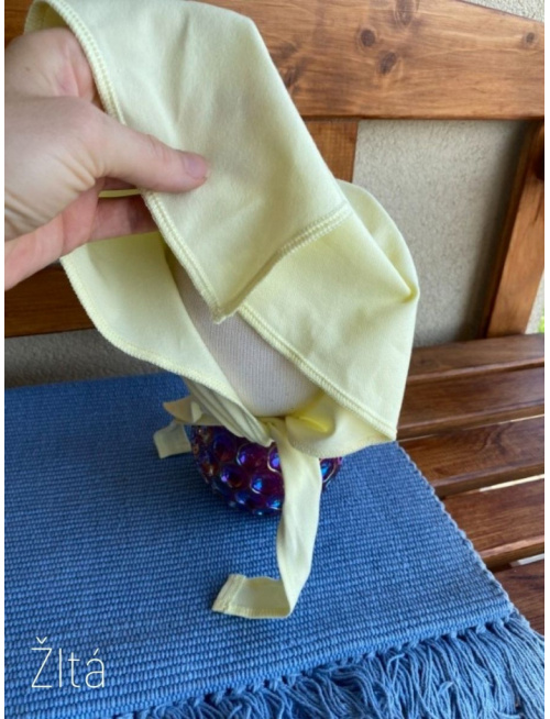 Úpletová šatka so šiltom na viazanie SUMMER - žltá - LEN DO VYPREDANIA ZÁSOB