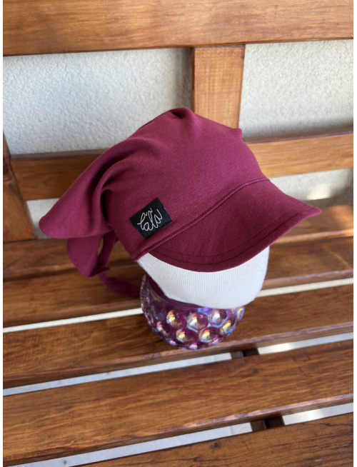 Úpletová šatka SUMMER so šiltom - na viazanie - bordová