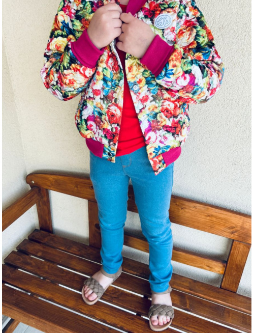 Podšitá bomber bundička z kvetovaného prešiváku