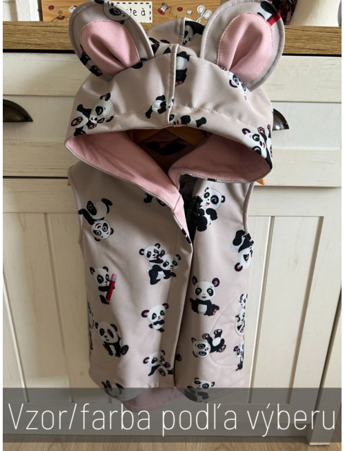 Rastúca softshell vesta so šikmozipsom a uškami - ALEX - vzorovaná - jeseň/ZIIMA