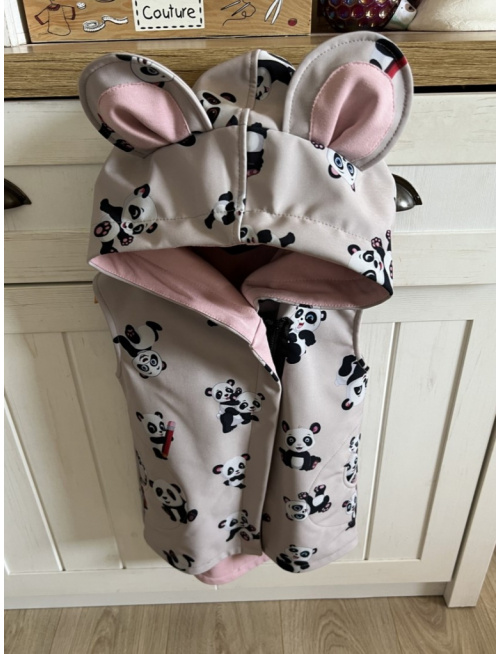 Rastúca softshell vesta so šikmozipsom a uškami - ALEX - vzorovaná - jeseň/ZIIMA