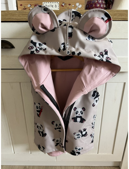 Rastúca softshell vesta so šikmozipsom a uškami - ALEX - vzorovaná - jeseň/ZIIMA