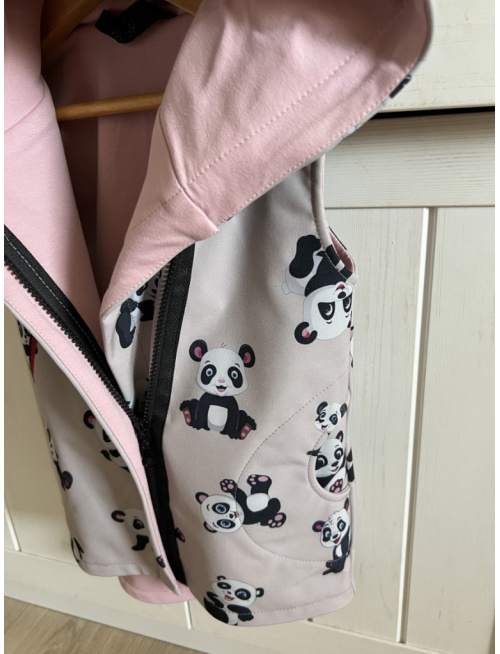 Rastúca softshell vesta so šikmozipsom a uškami - ALEX - vzorovaná - jeseň/ZIIMA