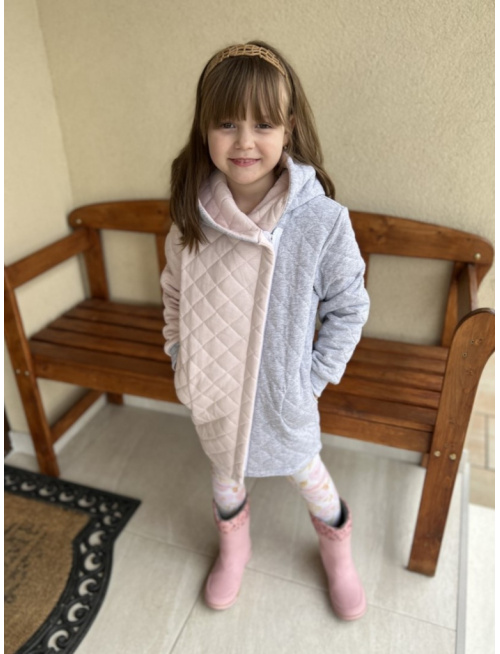 Rastúci kabátik so šikmozipsom - prešívaná teplákovina