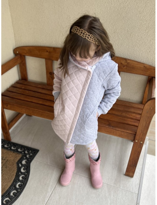 Rastúci kabátik so šikmozipsom - prešívaná teplákovina