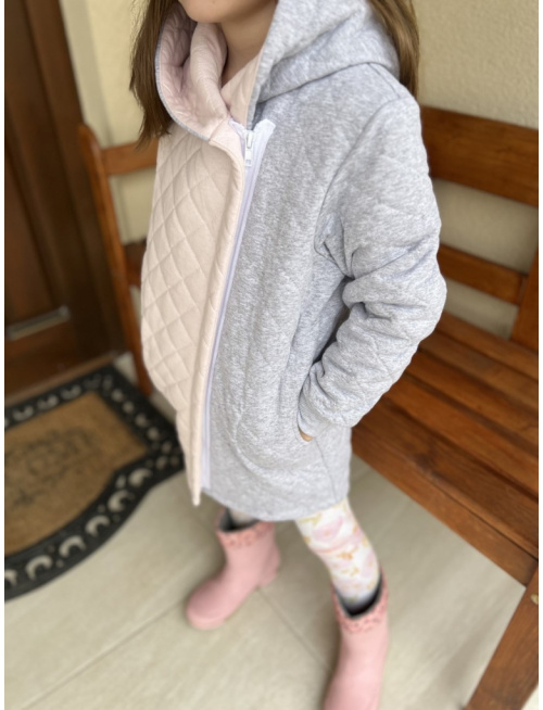 Rastúci kabátik so šikmozipsom - prešívaná teplákovina