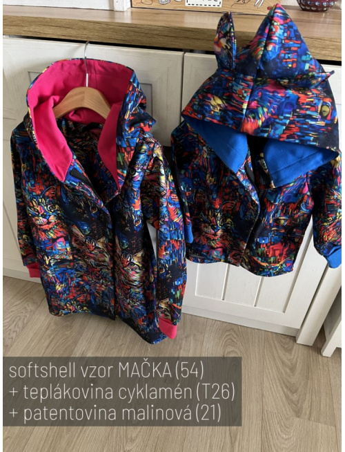 Rastúca softshell bunda ALEX so šikmozipsom a uškami - vzorovaná - jeseň/ZIMA