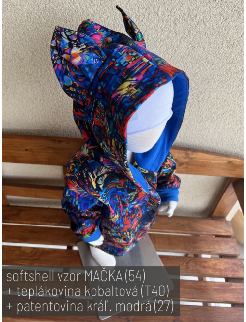 Rastúca softshell bunda ALEX so šikmozipsom a uškami - vzorovaná - jeseň/ZIMA