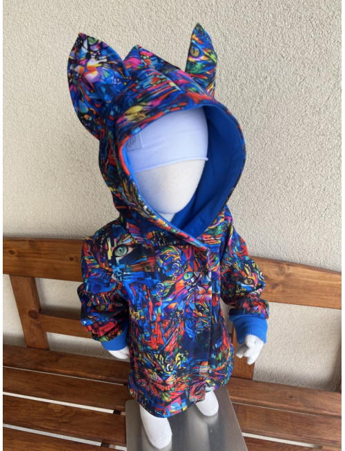 Rastúca softshell bunda ALEX so šikmozipsom a uškami - vzorovaná - jeseň/ZIMA