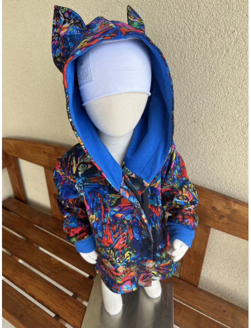 Rastúca softshell bunda ALEX so šikmozipsom a uškami - vzorovaná - jeseň/ZIMA