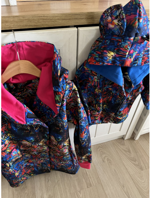 Rastúca softshell bunda ALEX so šikmozipsom a uškami - vzorovaná - jeseň/ZIMA