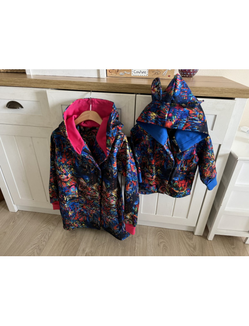 Rastúca softshell bunda ALEX so šikmozipsom a uškami - vzorovaná - jeseň/ZIMA