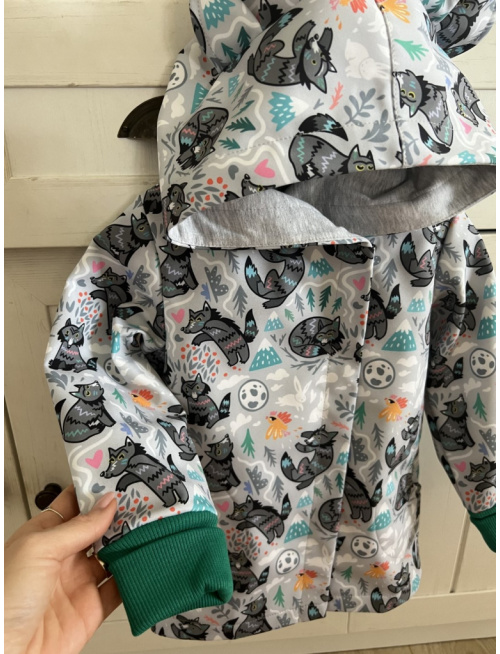 Rastúca softshell bunda ALEX so šikmozipsom a uškami - vzorovaná LUX - jeseň/ZIMA