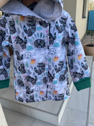 Rastúca softshell bunda ALEX so šikmozipsom a uškami - vzorovaná LUX - jeseň/ZIMA