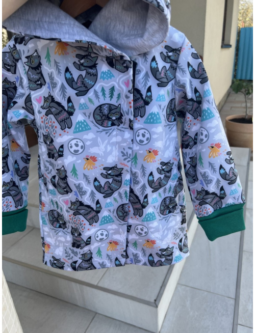 Rastúca softshell bunda ALEX so šikmozipsom a uškami - vzorovaná LUX - jeseň/ZIMA