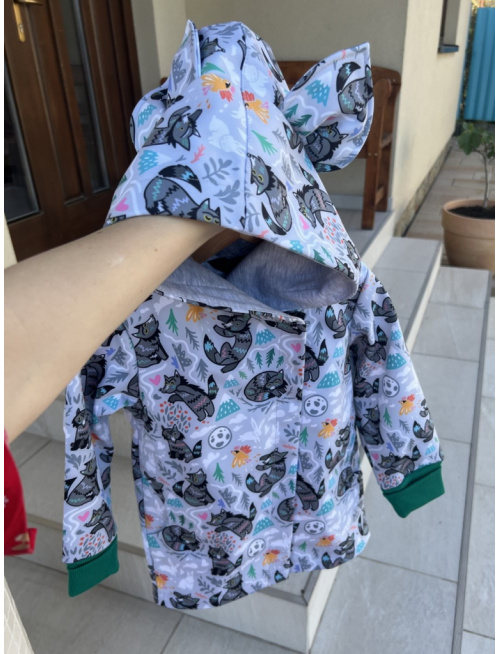 Rastúca softshell bunda ALEX so šikmozipsom a uškami - vzorovaná LUX - jeseň/ZIMA