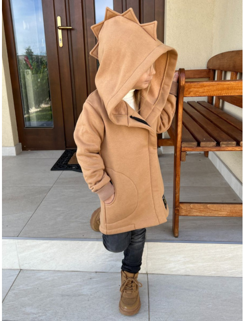 Rastúci kabátik so šikmozipsom DINO - počesaná teplákovina