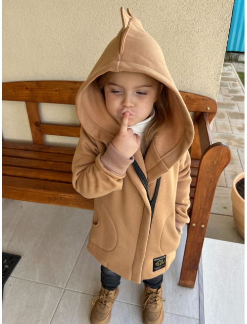 Rastúci kabátik so šikmozipsom DINO - počesaná teplákovina