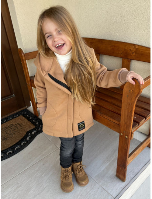 Rastúci kabátik so šikmozipsom DINO - počesaná teplákovina