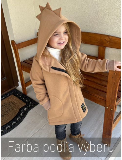 Rastúci kabátik so šikmozipsom DINO - počesaná teplákovina