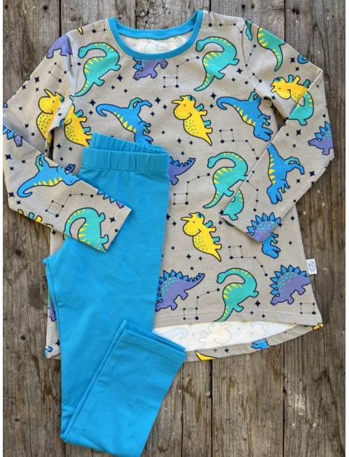 Detské pyžamko s rastúcimi manžetami DINO ASTROLÓG - tunikový strih
