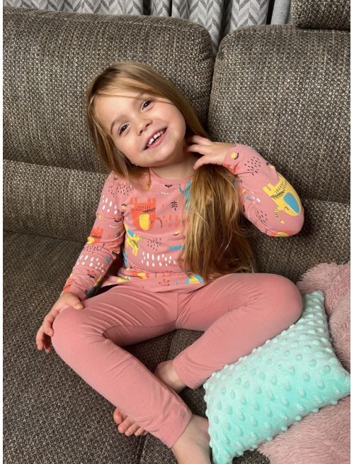 Detské pyžamko s rastúcimi manžetami SLONÍKY NA STARORUŽOVEJ - tunikový strih