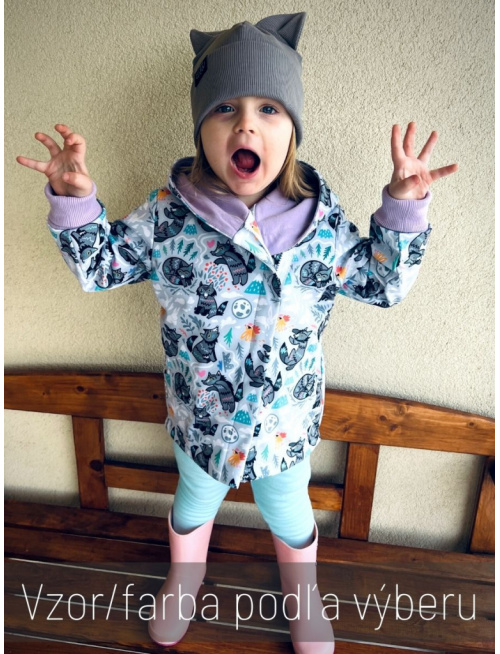 Rastúca softshell bunda ALEX so šikmozipsom a uškami - vzorovaná LUX - jeseň/ZIMA