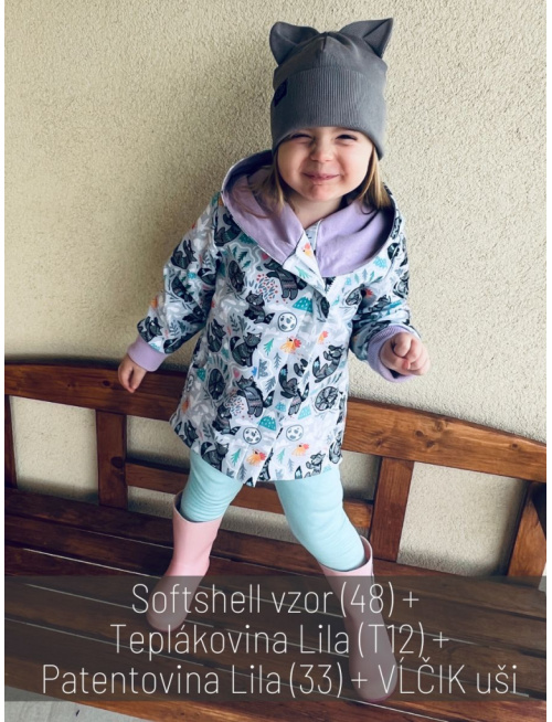 Rastúca softshell bunda ALEX so šikmozipsom a uškami - vzorovaná LUX - jeseň/ZIMA