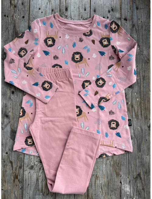 Detské pyžamko s rastúcimi manžetami Levík na staroružovej - tunikový strih