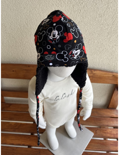 Zimná ušiačka z počesu podšitá barančekom - Mickey - len do vypredania zásob