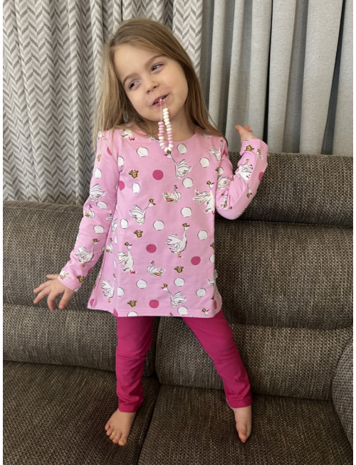 Detské pyžamko s rastúcimi manžetami LABUŤ - tunikový strih