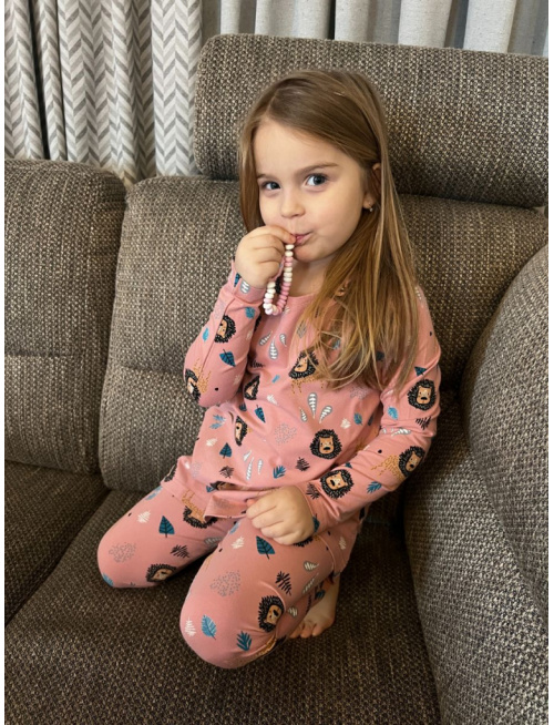 Detské pyžamko s rastúcimi manžetami Levík na staroružovej - tunikový strih