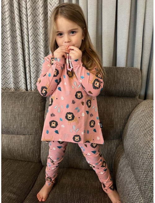 Detské pyžamko s rastúcimi manžetami Levík na staroružovej - tunikový strih