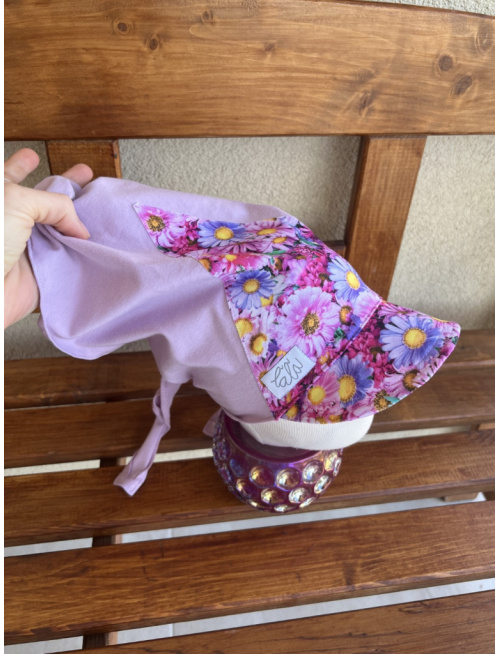 Úpletová šatka SUMMER so šiltom - na viazanie -Margarétka