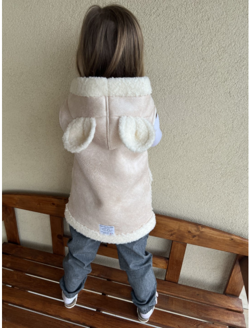 Teddy vesta s uškami - ALEX - rovno zips