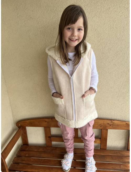 Teddy vesta s uškami - ALEX - rovno zips