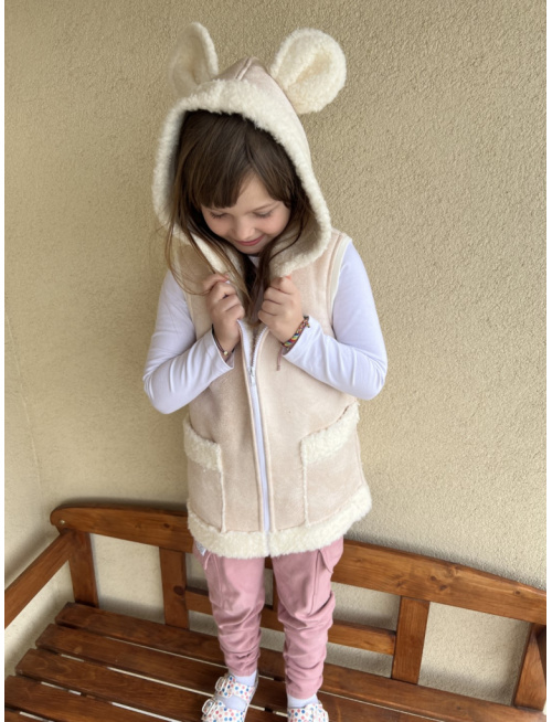 Teddy vesta s uškami - ALEX - rovno zips