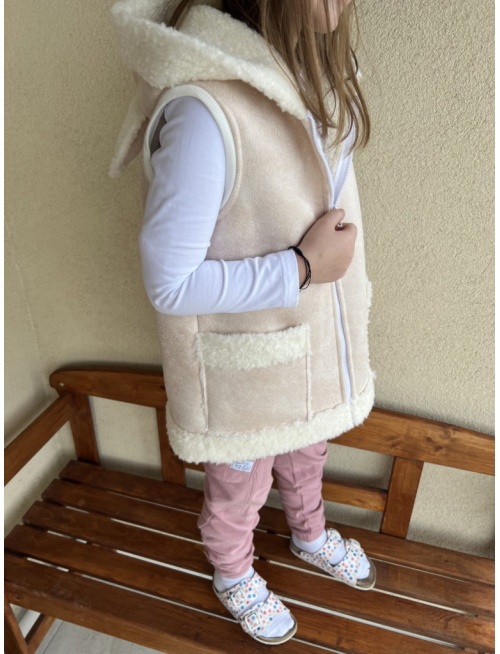 Teddy vesta s uškami - ALEX - rovno zips