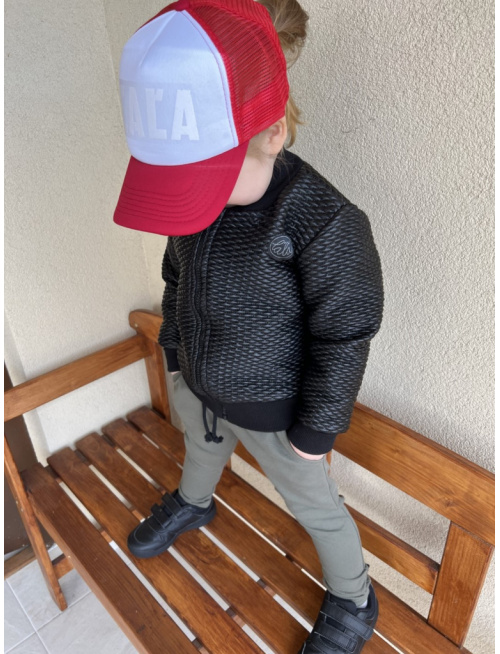 MOTO Podšitá bomber bunda z koženkového prešiváku - čierna